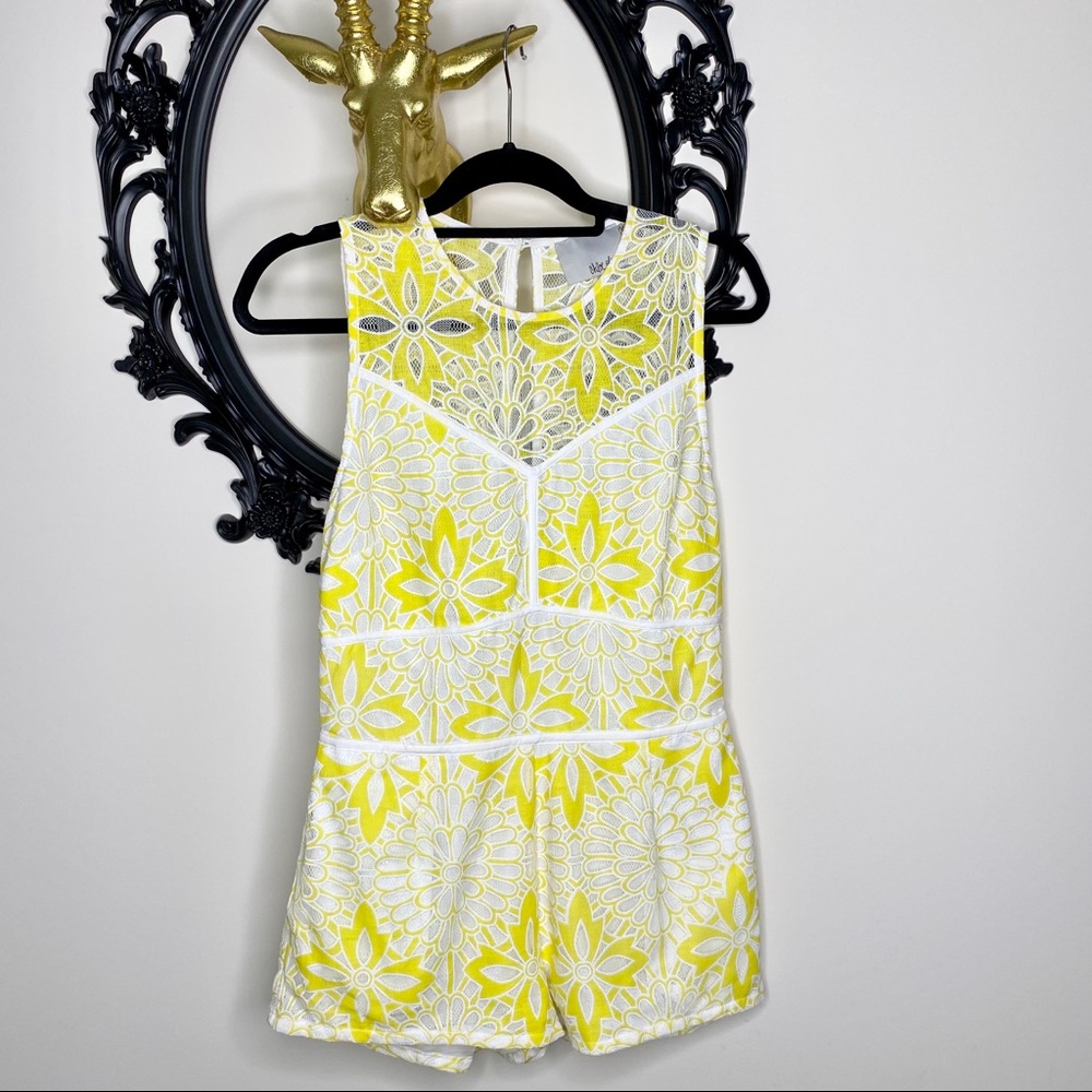 Chloe Oliver White and Yellow Floral Lace Romper